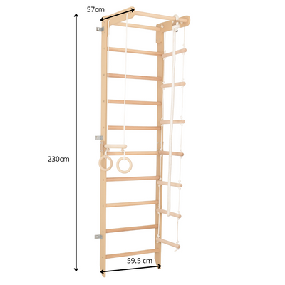 Sprossenwand SPR B mit Klimmzugstange 230 cm – weitere Produktansicht 2 – RINAGYM