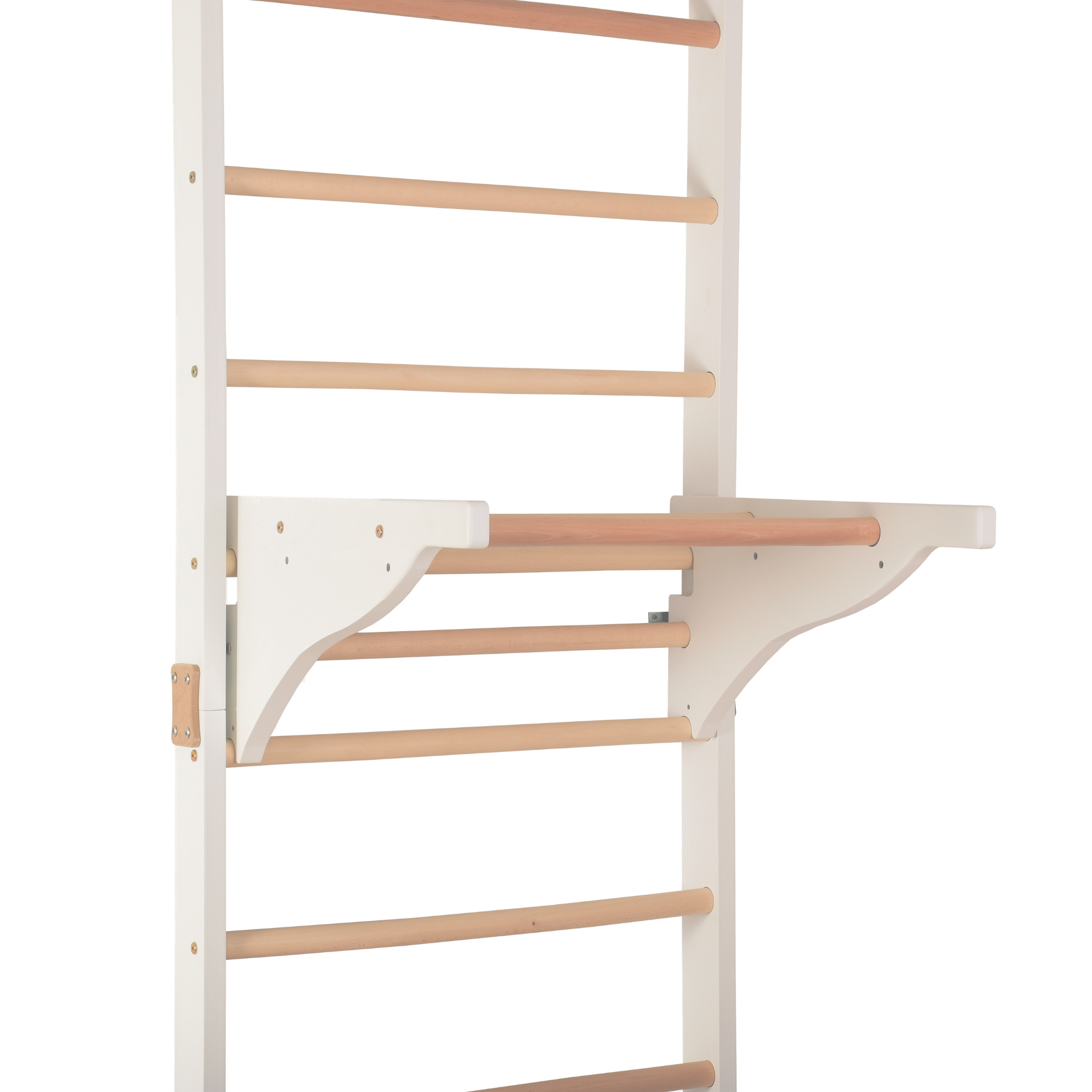 Weiße Sprossenwand mit Klimmzugstange – Produktansicht 4 – RINAGYM