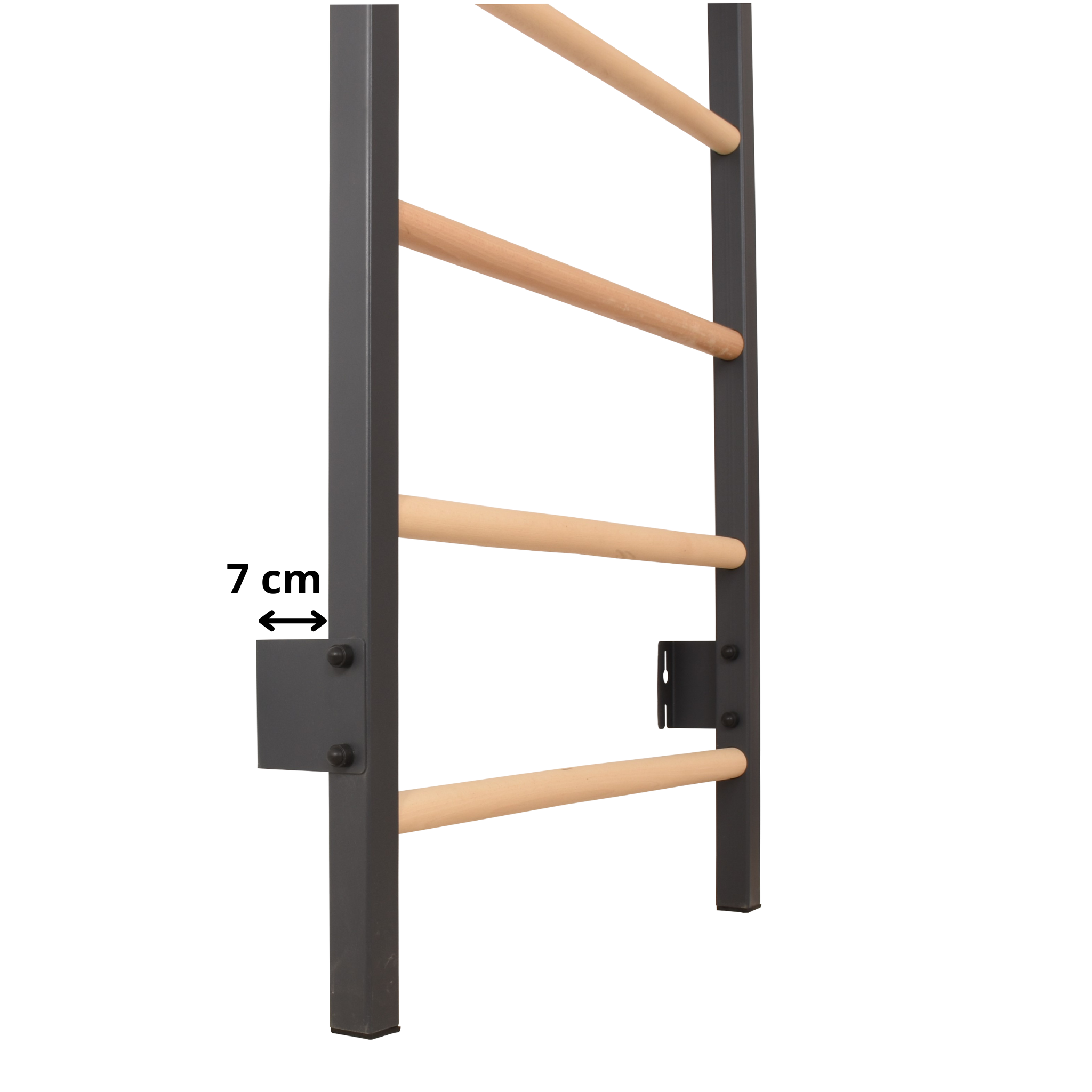 Sprossenwand aus Stahl und Buchenholz in Graphit – Produktansicht 8 – RINAGYM