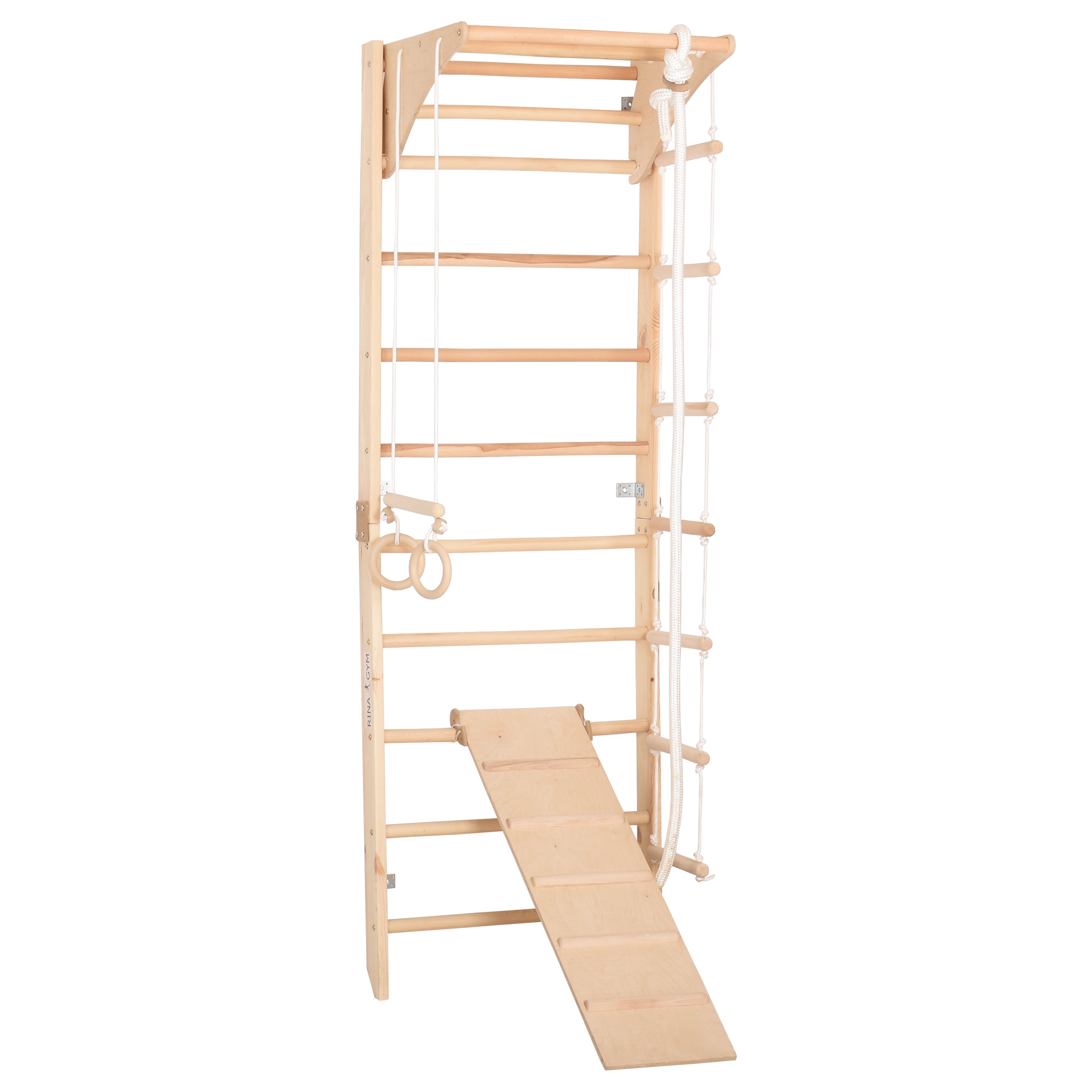 Sprossenwand Kombi 3 aus Holz mit Rutschbrett – weitere Produktansicht 14 – RINAGYM