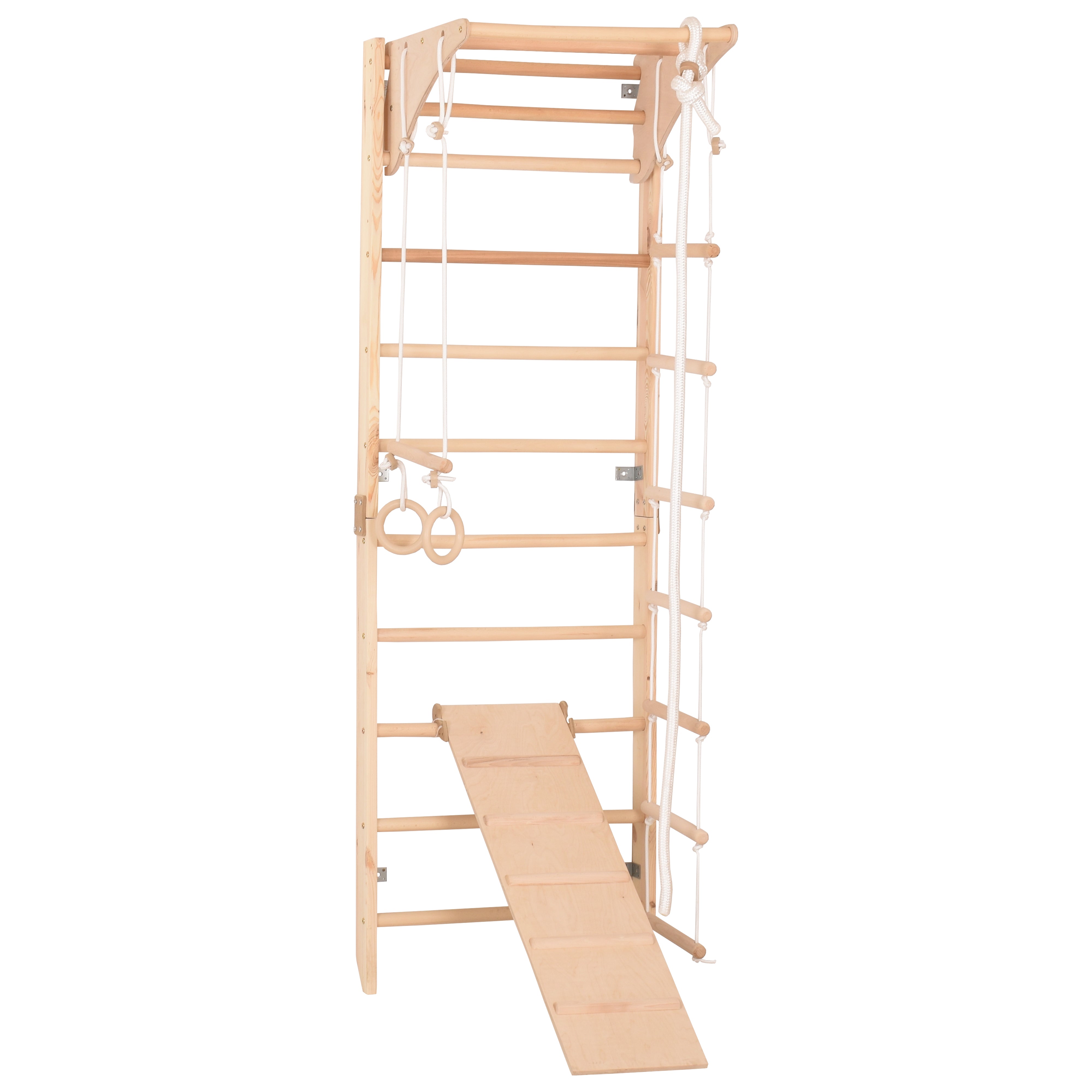 Sprossenwand Kombi 3 aus Holz mit Rutschbrett – weitere Produktansicht 4 – RINAGYM