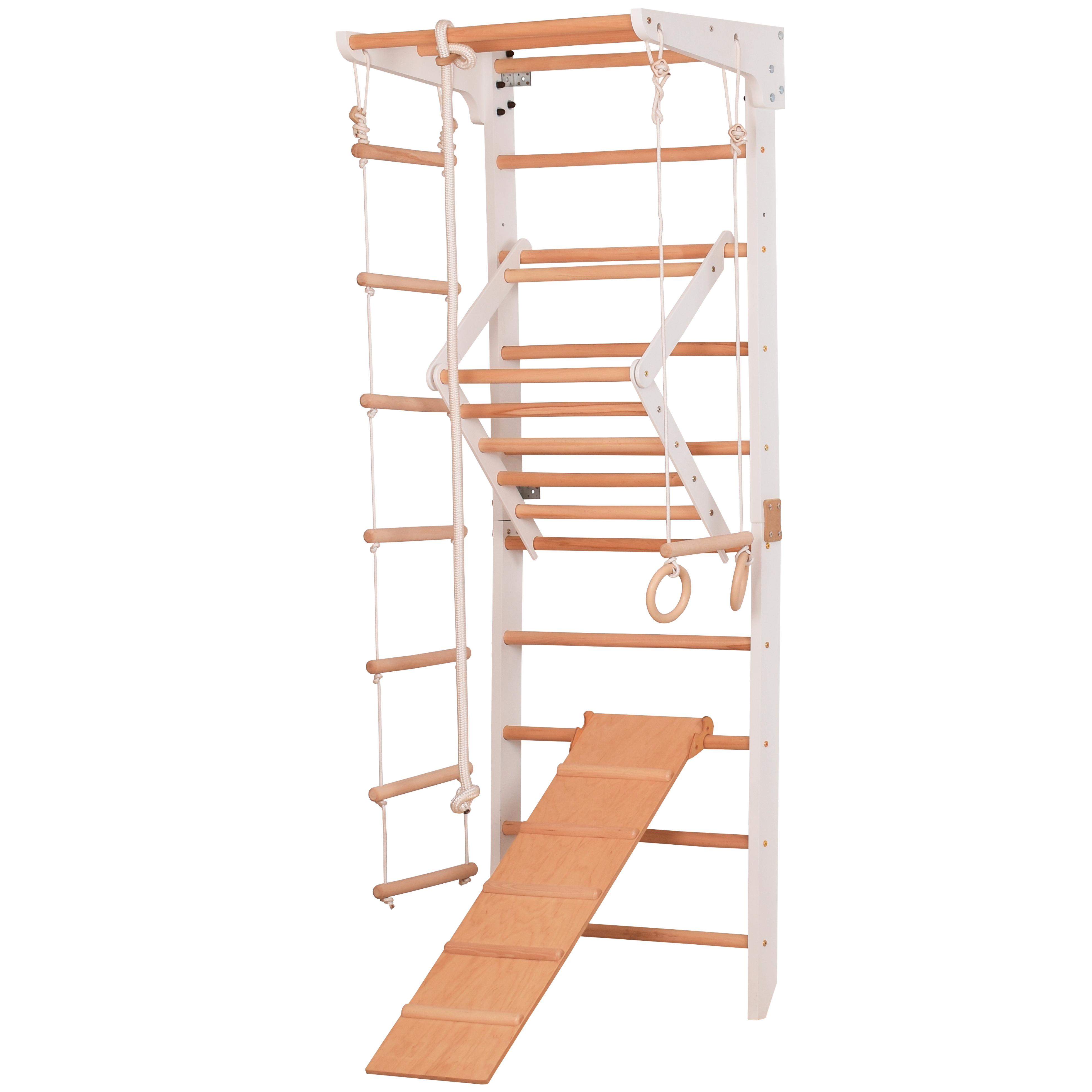 Sprossenwand Kinder 3 weiß mit Rutschbrett – weitere Produktansicht 13 – RINAGYM