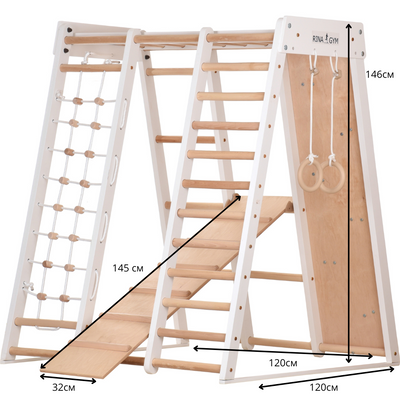 Indoor-Klettergerüst weiß 145 cm mit Netz – weitere Produktansicht 2 – RINAGYM