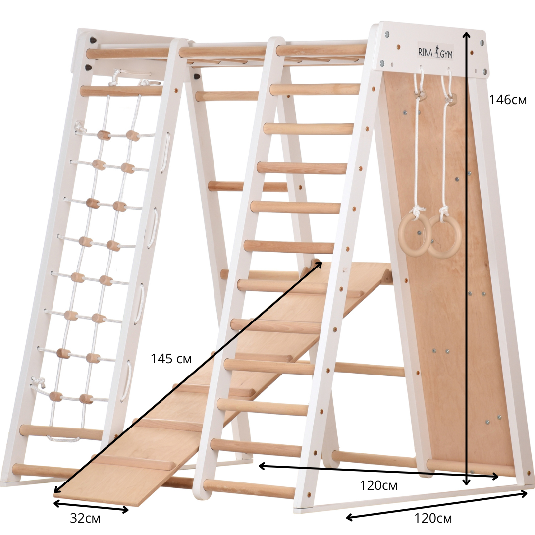 Indoor-Klettergerüst weiß 145 cm mit Netz – weitere Produktansicht 2 – RINAGYM
