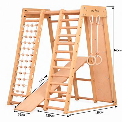 Parque de escalada de interior multifuncional de madera – para casa y familia ( 3 )