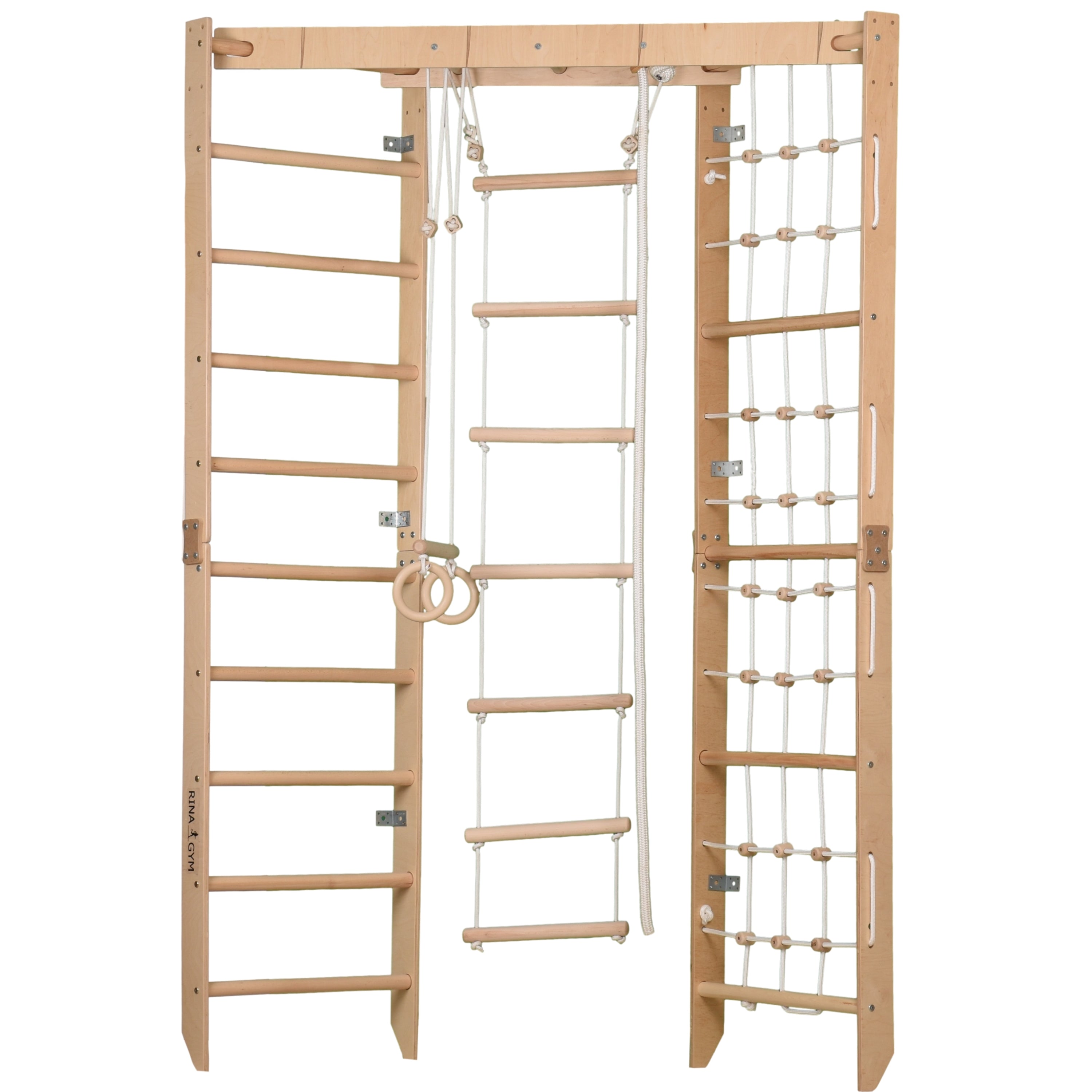 Parque de escalada de interior con espaldera, red de escalada y escalera horizontal: aparato deportivo para toda la familia, cabe en cualquier habitación - SPR Corner Lack