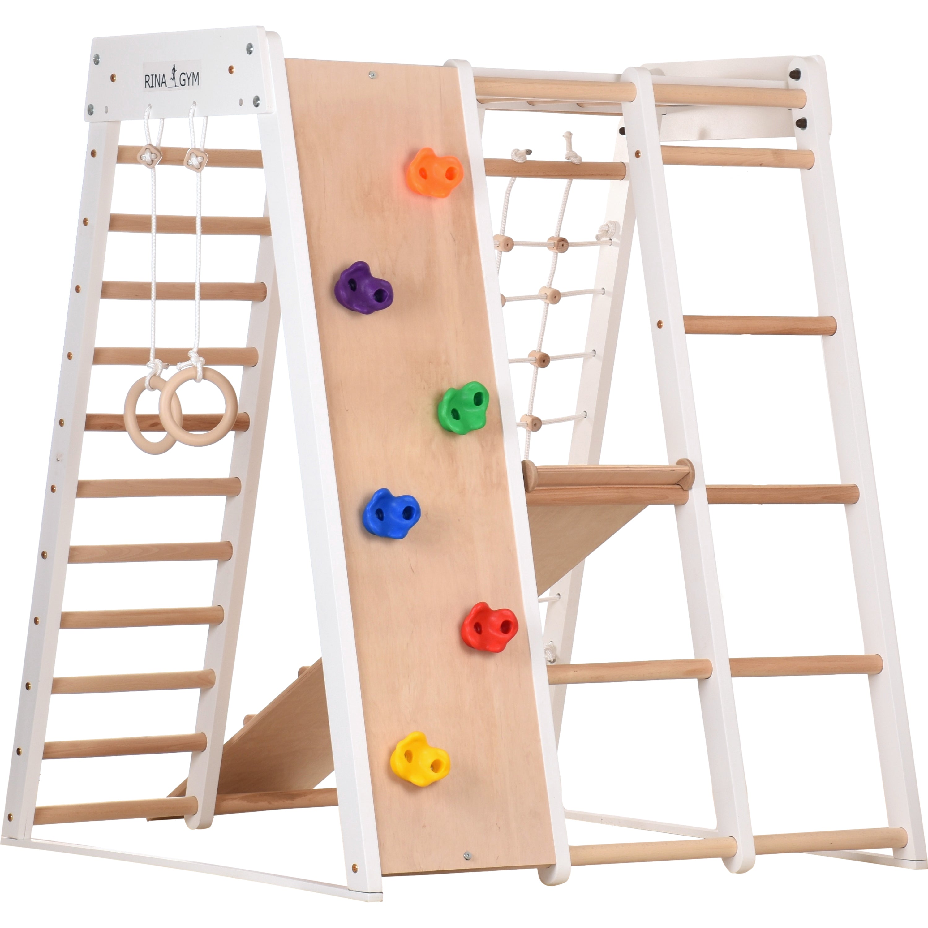Indoor-Klettergerüst weiß 145 cm mit Netz – weitere Produktansicht 3 – RINAGYM