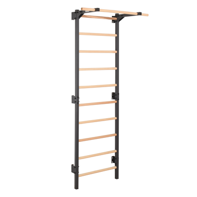 Sprossenwand STEEL PURE Graphit mit Klimmzugstange – RINAGYM
