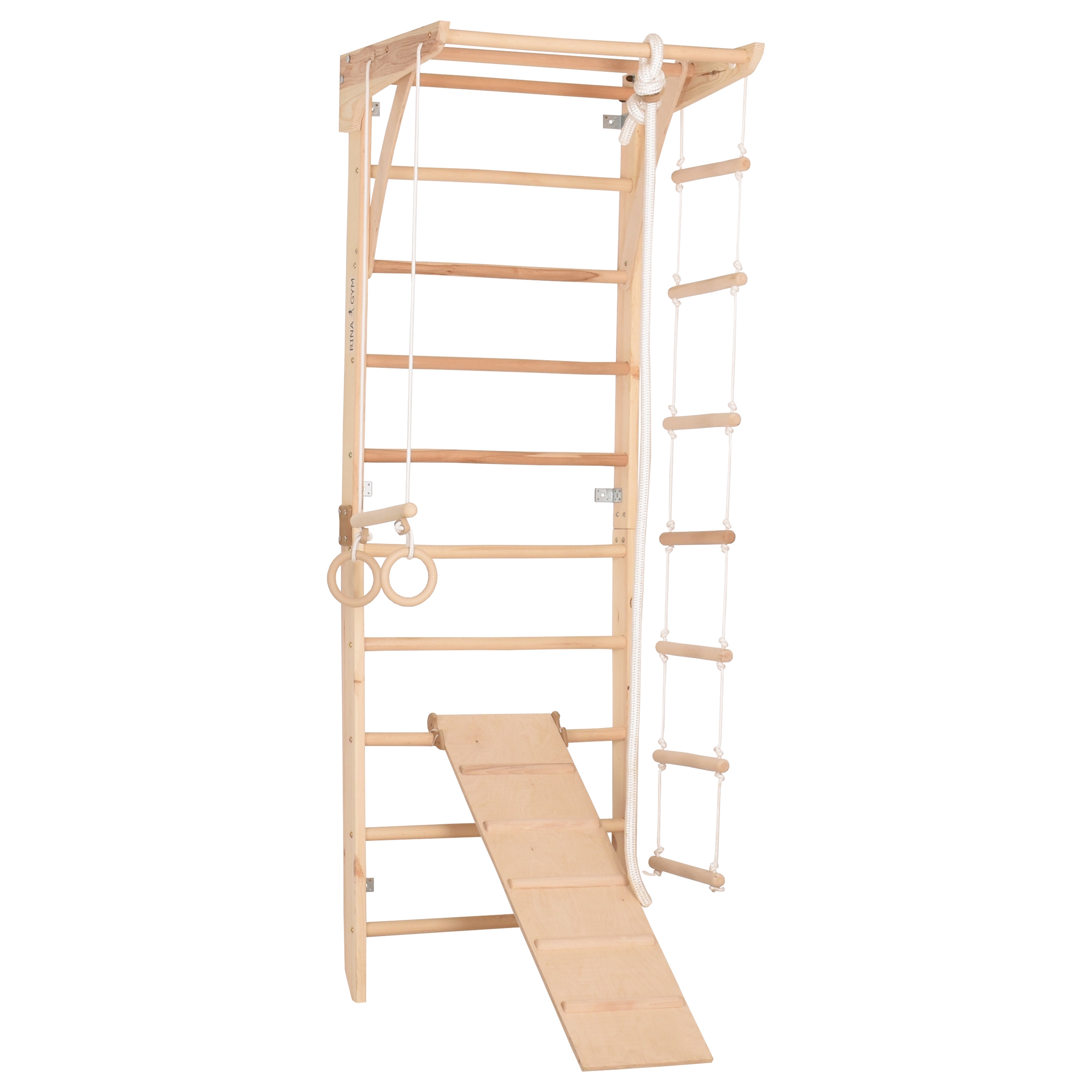 Sprossenwand Kinder 3 aus Holz mit Rutschbrett – weitere Produktansicht 5 – RINAGYM