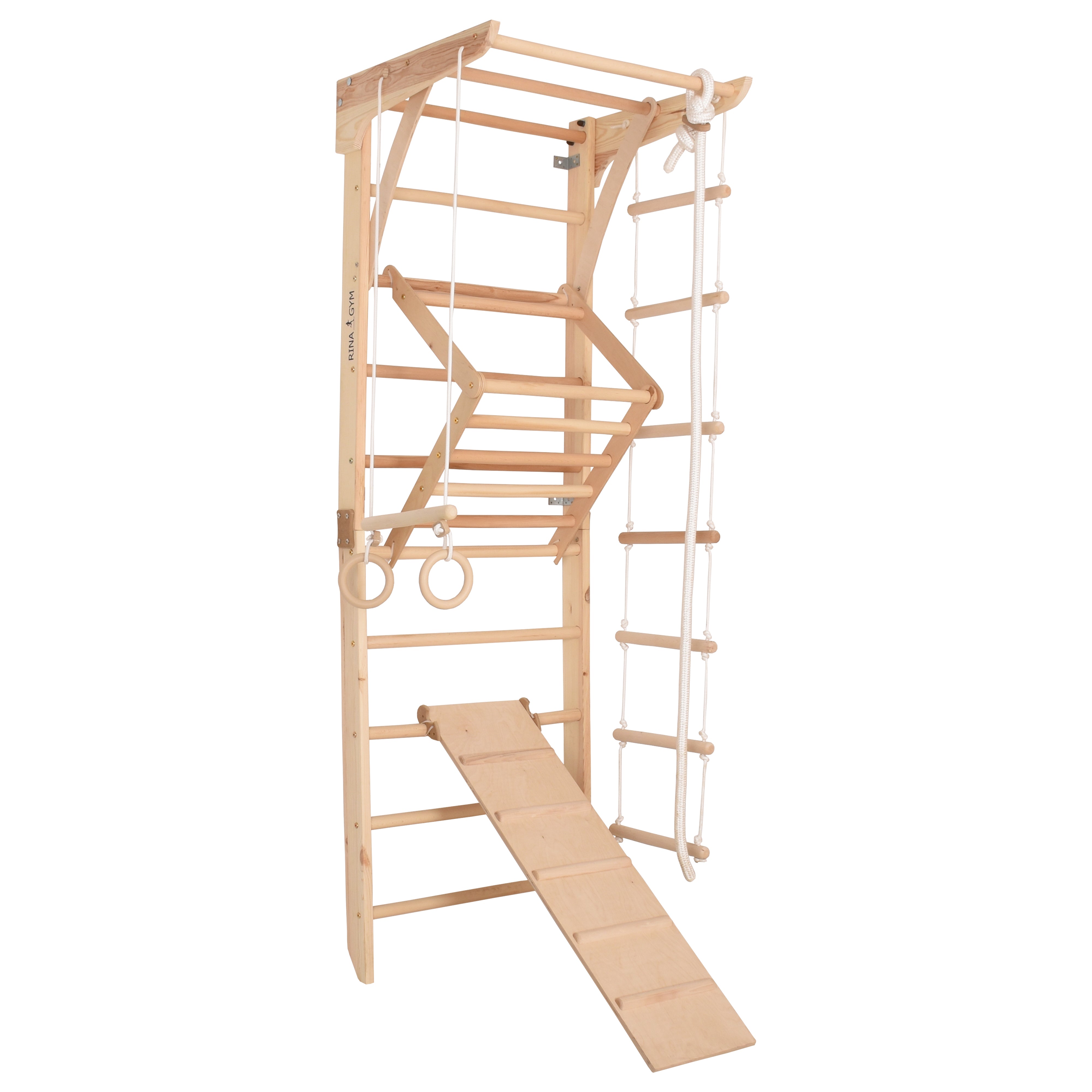 Sprossenwand Kinder 3 aus Holz mit Rutschbrett – weitere Produktansicht 4 – RINAGYM