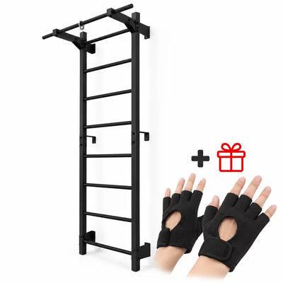 Espaldera metálica RINAGYM Steel M 213 cm con barra de dominadas, negra
