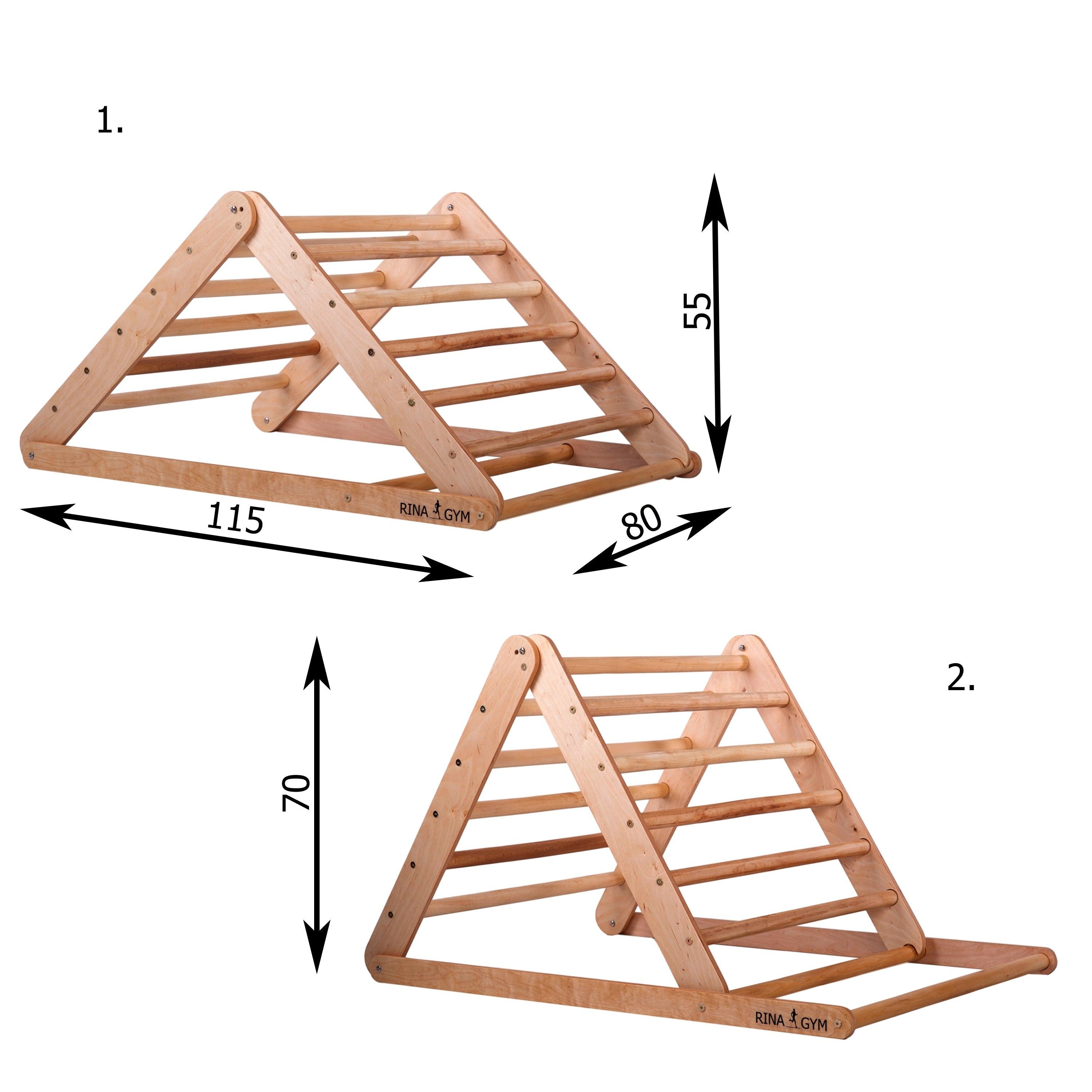 Kletterdreieck mit Rutsche Natur 80 cm – weitere Produktansicht 2 – RINAGYM