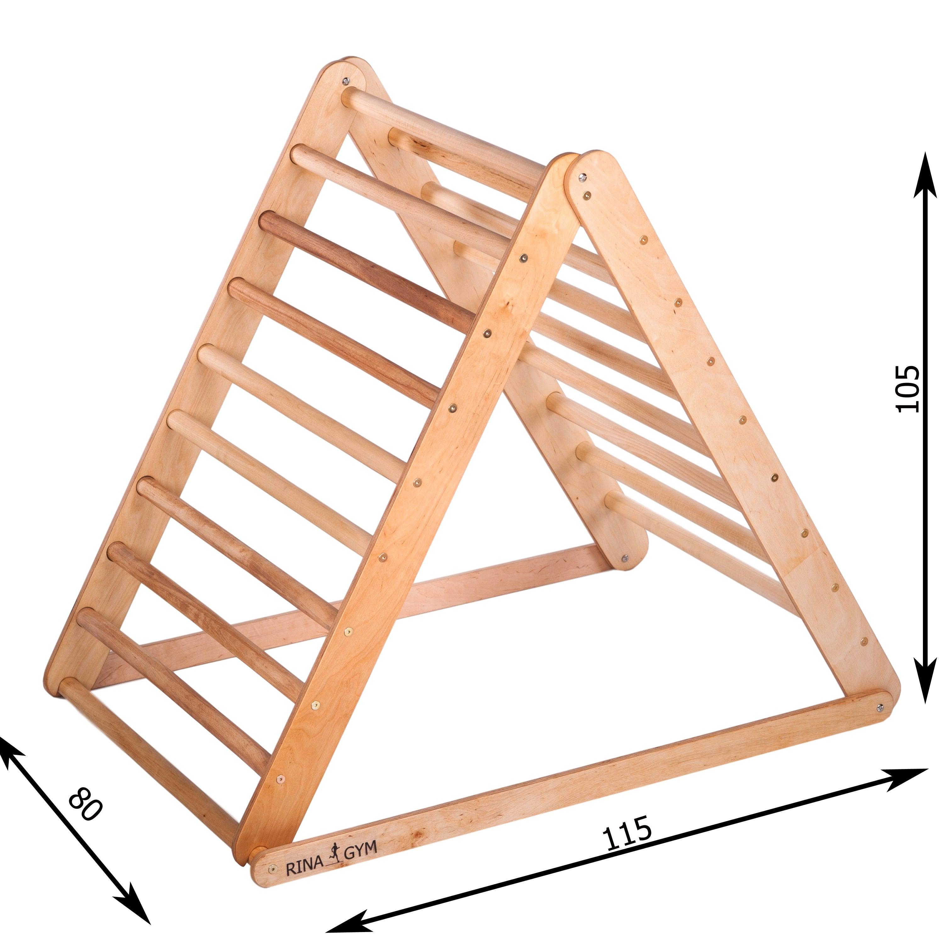 Kletterdreieck mit Rutsche Natur 115 cm – weitere Produktansicht 2 – RINAGYM